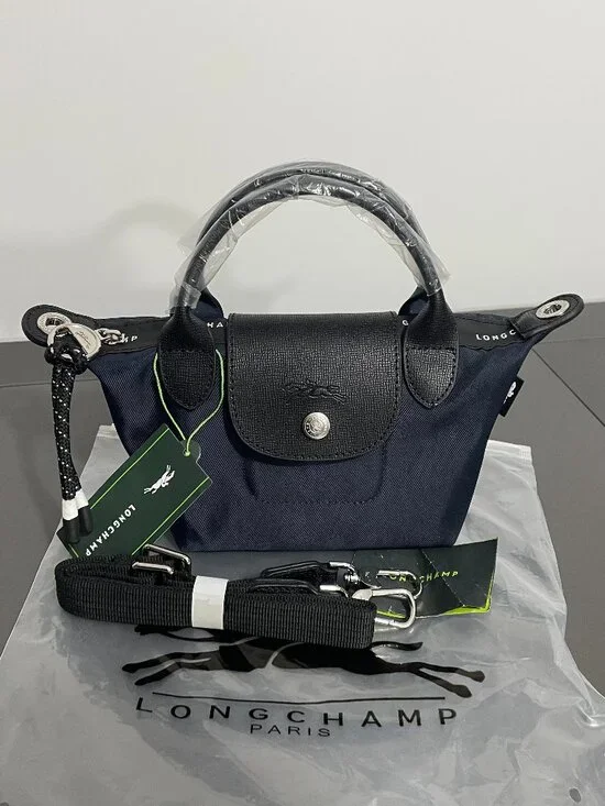 NWT Longchamp Le Pliage Energy XS Navy 2Way Tote Canvas Mini Crossbody Makeup - Picture 1 of 10